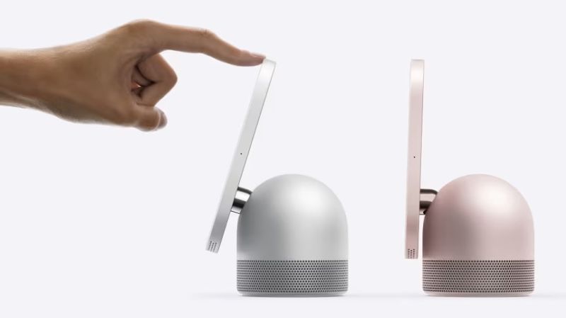 El HomeView de Apple: una pantalla de 7 pulgadas sobre una base con altavoz, en dos colores